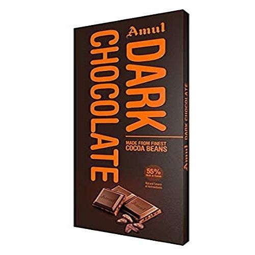 Bar Amul Almonds Dark Chocolate, Natural Source Of Antioxidants, Produced With Vegetable Fats Rather Than Cocoa Butter Flavours (150 Gram)