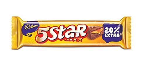 Long-Lasting Chewy Chocolate With Distinct Flavor Cadbury 5 Star Chocolate Bar (Pack Of 40)