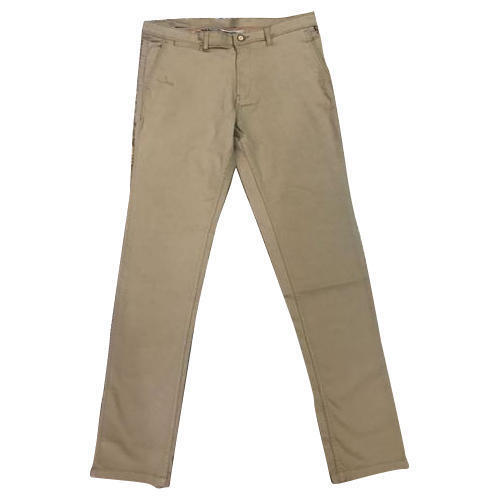 Quick Dry Men Plain Full Length Casual Wear Regular Fit Comfortable Cream Cotton Pant