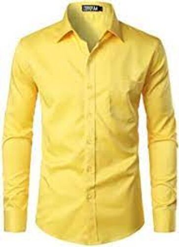 Mens Full Sleeves Cotton Plain Yellow Shirt Age Group: All Age Group