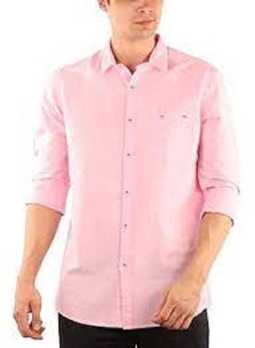 Straight Collar Full Sleeves Plain Casual Shirts For Mens