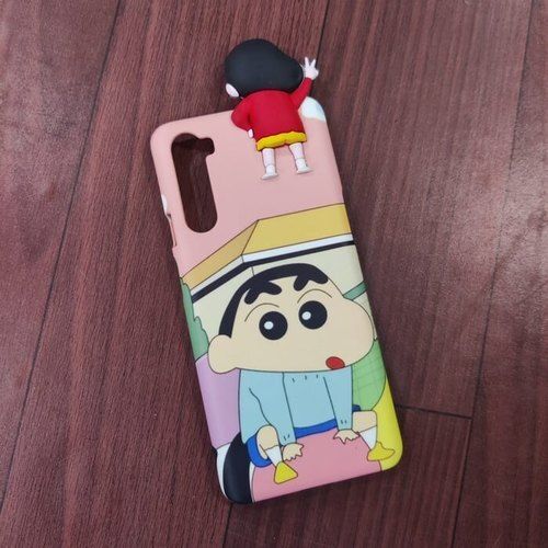 Pink Cartoon Printed Rectangular Shock Resistance Realme 5 Mobile Back Cover 