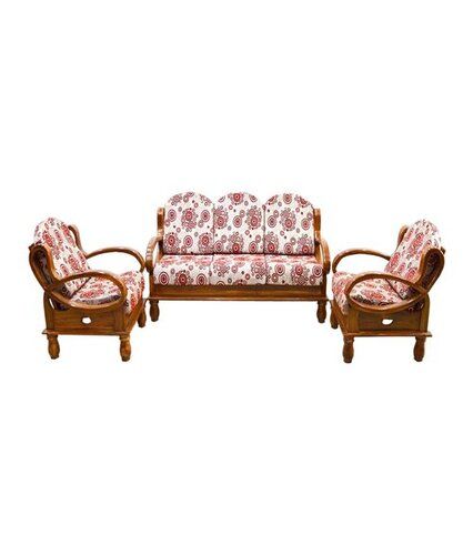 Sturdy Constructed Five Seater Long Lasting Modern Brown Wooden Sofa Set