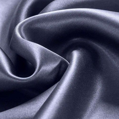 Black 10 Meter Long Smooth Bright Shine Plain Pattern Silk Satin Fabric 