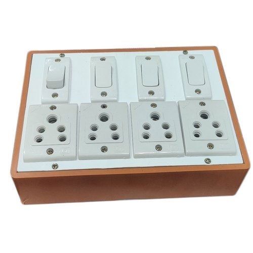 Polycarbonate Multi-Outlet Modular White Electric Switch Board