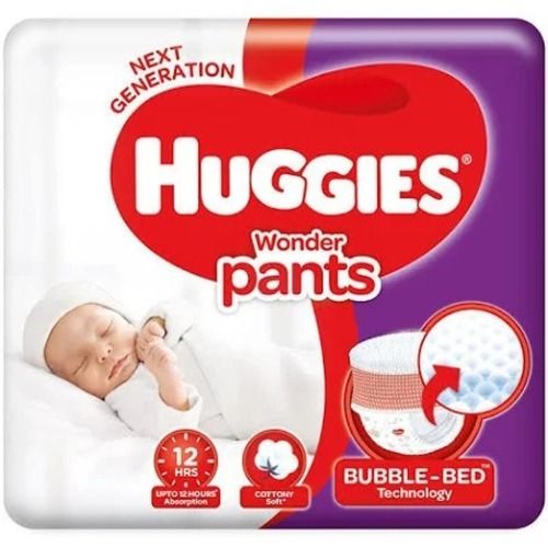Soft Cotton Leak Proof Huggies Diapers Pants With Elastic Waistband, 12 Pieces