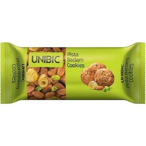 Sweet And Delicious Fat Free Round Unibic Pista Badam Snacks Cookies