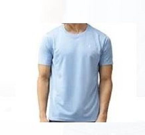 Lightweight And Comfortable Stylish Casual Wear Cotton Sky Blue Men's T Shirts