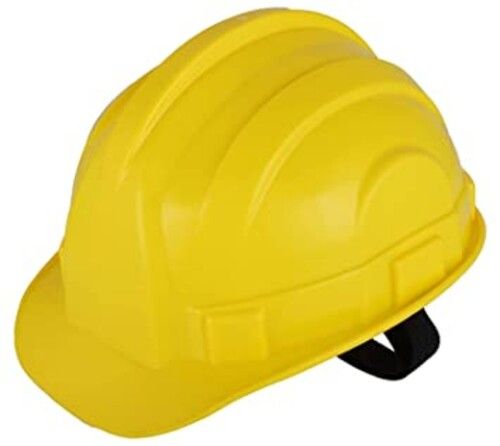 Plain Yellow Plastic Material Work Wear Safety Helmet