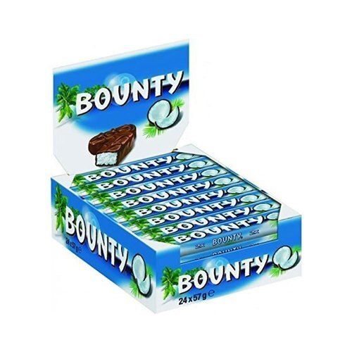 Rectangular Bounty Coconut Chocolates Bar, Delicious Combination Of The Classic Coconut And Chocolate, Contains Milk Chocolate 36% And Coconut