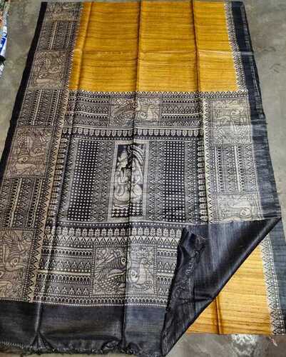 6.5 Meter Formal Wear Madhubani Print Silk Saree With Running Blouse Piece