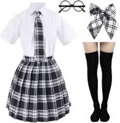 Girls Cotton School Uniform - Size 5-7 Years, Black and White | Breathable, Washable, Comfortable Fit