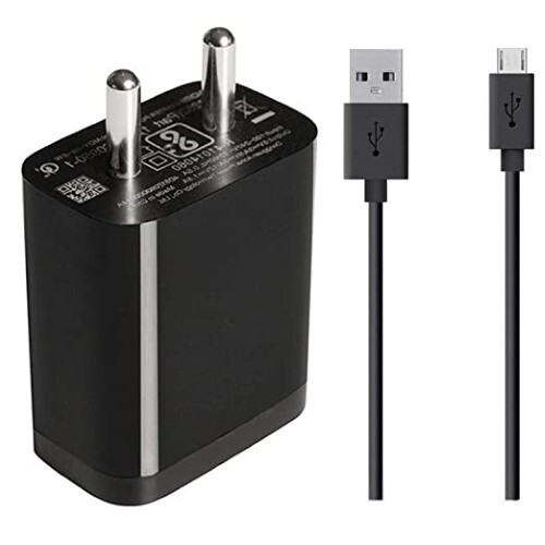 Mi Wall Fast Corded Electric Charger 12 Watts for Mobile Phones With Micro USB Cable - ABS Body, Bar Design, Black Color, 48-Hour Battery Backup