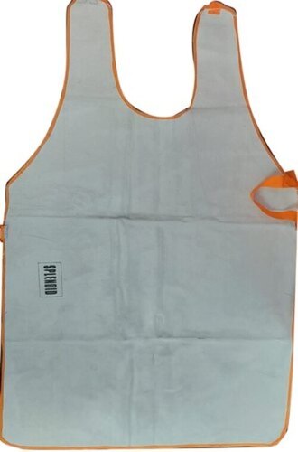 स्लीवलेस और प्लेन ग्रे लेदर सेफ्टी एप्रन