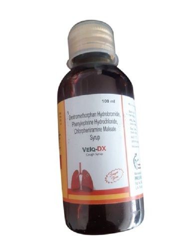 Velq-Dx Cough Syrup, 100 Ml Ingredients: Dextromethorphan Hydrobromide Phenylephrine Hydrochlonde Chlorpheniramine Maleale