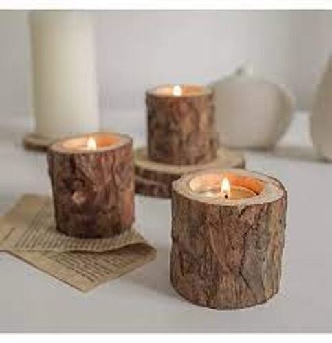 Wood Wooden Polished Handmade Candle Stand For Home Decoration