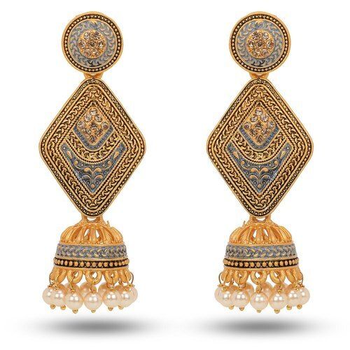 Graceful Look Ethic Wear Beautifully Crafted Golden Artificial Earrings  Gender: Women