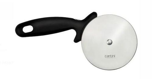 Eco Friendly Rust Proof Silver Stainless Steel Round Pizza Slicer With Black Plastic Handle