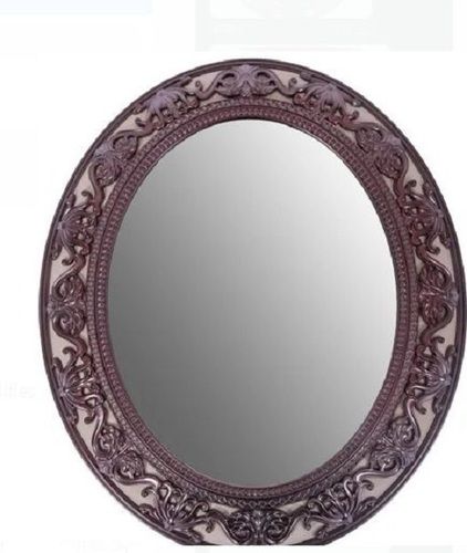 Wooden Frame Oval Glossy Finish And Wall Mounted Decorative Mirror