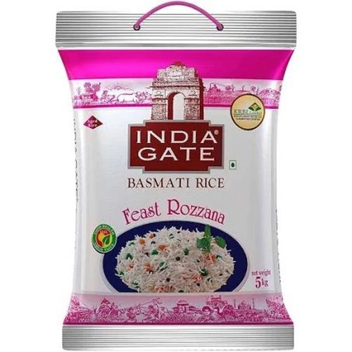  5 किलोग्राम पैकेजिंग साइज मध्यम अनाज का आकार सफेद प्राकृतिक 10% टूटा हुआ इंडिया गेट बासमती चावल 