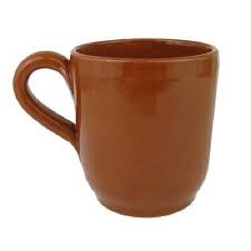 Silver Comfortable Grip Glossy Finish Round Brown Terracotta Mug