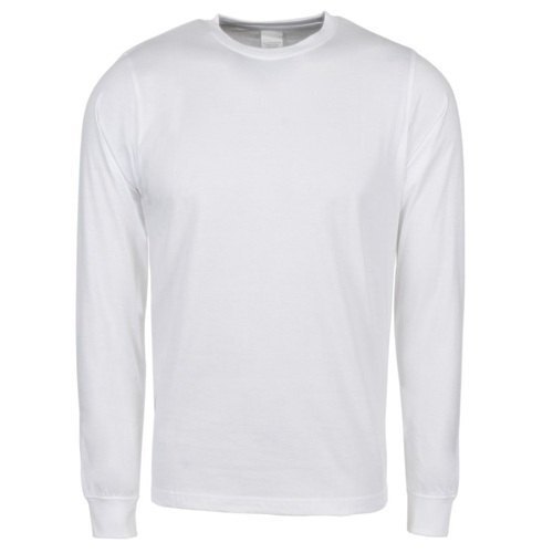 Men Full Sleeves Round Neck Skin Friendly Plain Cotton White T-Shirt