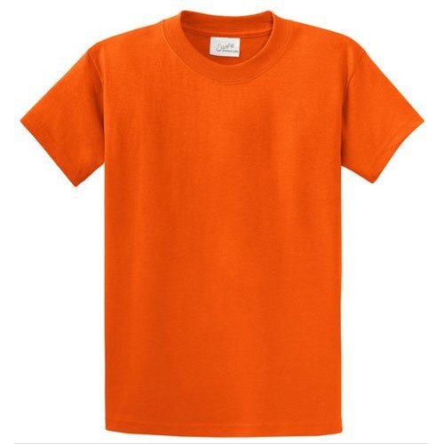 Men Round Neck Half Sleeves Comfortable And Breathable Plain Cotton Orange T-Shirt