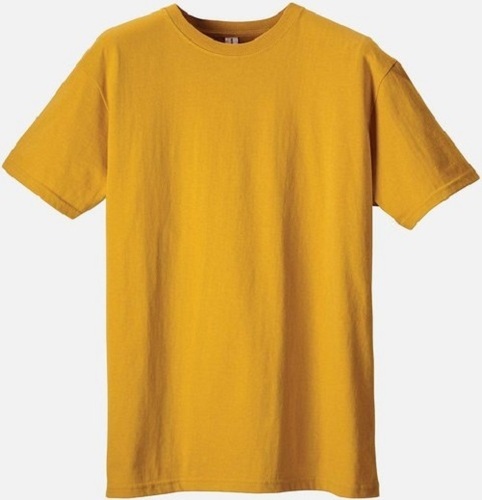Men Round Neck Half Sleeves Comfortable Skin Friendly Plain Cotton Yellow T-Shirt