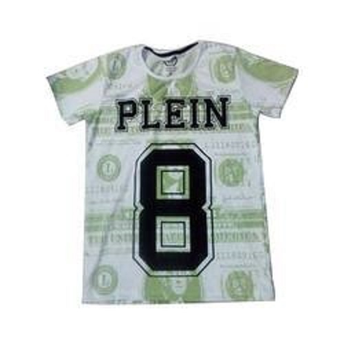 Men Round Neck Short Sleeves Casual Cotton Printed Multicolor T-Shirt