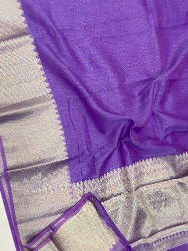 Purple Color Casual Wear Skin Friendly Designer Handloom Silk Sarees
