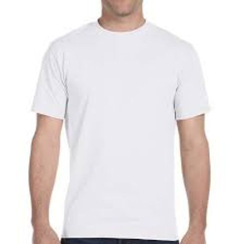 Short Sleeves And Round Neck Men White T Shirt For Casual Wear