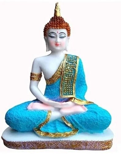 White And Sky Blue Lord Gautam Buddha Handicraft Decorative Showpiece