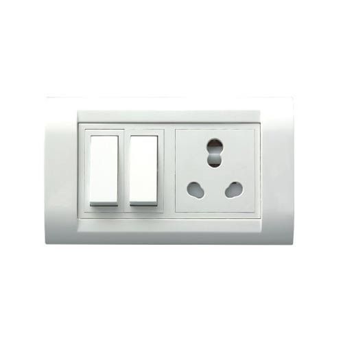 White Easy To Fit Highly Useful 3 Pin Socket Modular Electric Switch Board Application: Ac