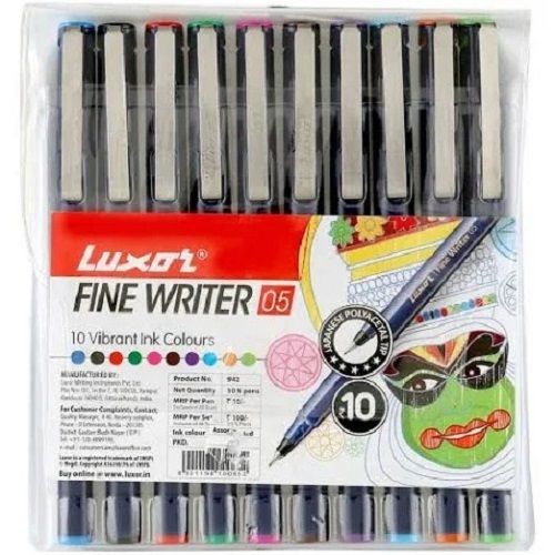 Multicolor 6 Inches Long Plastic Body Bold Writing And Water Proof Fine Writer Pens