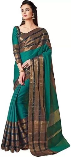 Comfortable And Washable Green And Brown Printed Party Wear Printed Soft Silk Saree