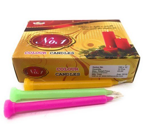 Lighting Pillar Diwali Candles, 12 Piece, Color: Pink, Green, Yellow