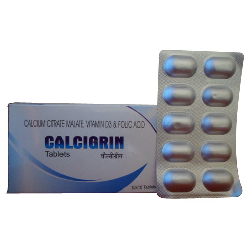 10 X 10 Ml टैबलेट विटामिन D3 और फोलिक एसिड कैल्सीजेन टैबलेट