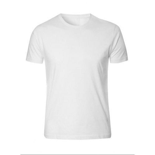 Casual Wear Plain Round Neck Half Sleeves White T-Shirts