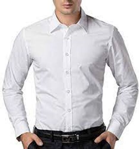 Skin Friendly Fabric Washable Cotton Full Sleeves Plain Formal White Shirt For Men Collar Style: Classic