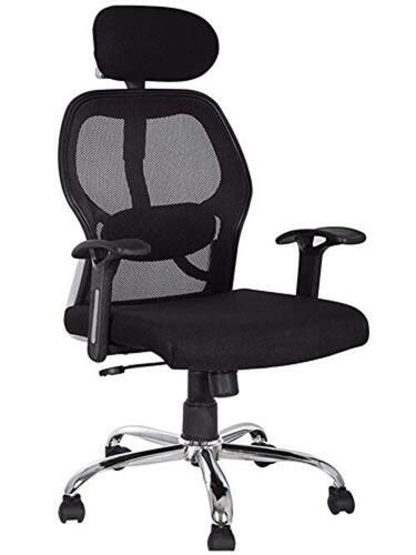 Black Plastic and Stainless Steel Office Chair With Arm Rest