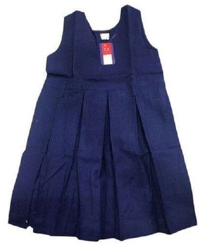 Brethable And Skin Friendly Plain Cotton Round Neck School Tunic Skirt For Girls 