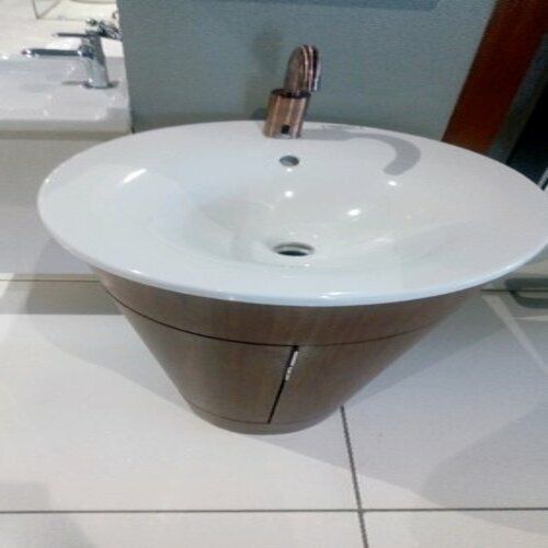 White & Brown Ceramic Office Basin