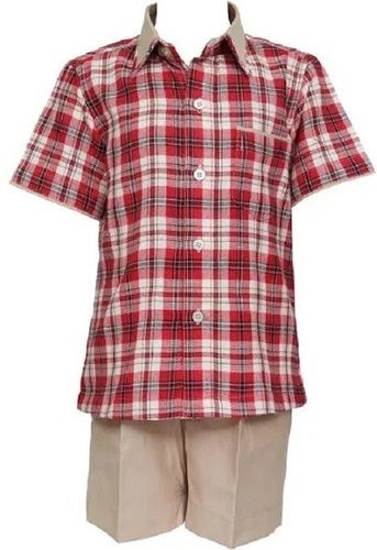 Easy To Wash Short Sleeve Shirt And Half Pant Printed School Uniform 