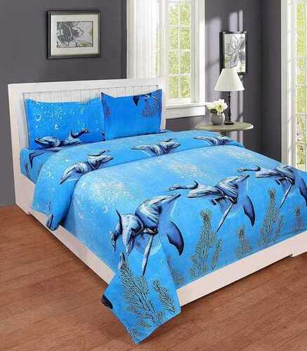 Floral 3d Double Bed Sheet With 2 Pillow Covers In Polycotton Fabric