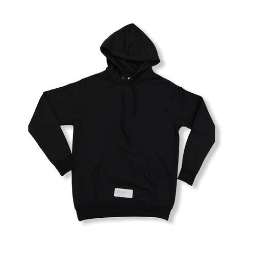 Non Toxic Full Sleeves Hooded Plain Cotton Mens Black Sweatshirts