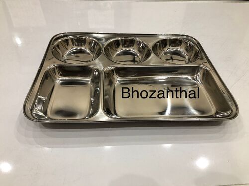 रात के खाने और दोपहर के भोजन के उपयोग के लिए मल्टी कम्पार्टमेंट स्टील थाली