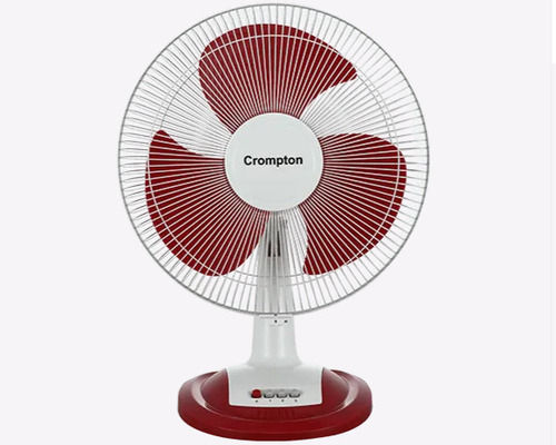 White And Maroon Aluminum Material 3 Blades Electric Table Fan