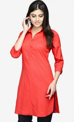 Women Light Weight 3/4 Sleeves Comfortable And Breathable Cotton Kurti 