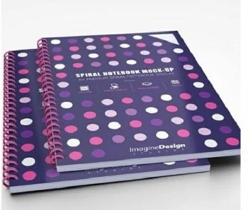 120 Pages Perfect Bound Printed Cover Single Line Rectangular Spiral Notebook