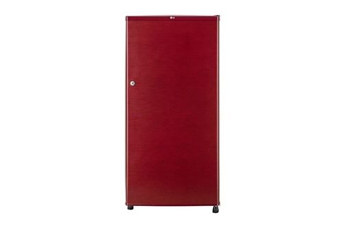 Solid Plain Red 190 Liter Fast Ice Making Toughened Glass Shelves Single Doored LG Refrigerator